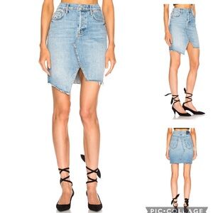 MOTHER Superior Tomcat Light Blue Denim Mini Skirt